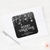 Black White String Lights Christmas Party Favoriet Vierkante Sticker (Envelop)