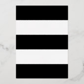 Black White Stripe Anniversaire Foil Invitation (Verso)