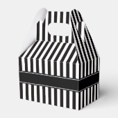 Black White Stripe Black Quatrefoil 3 Monogram Bedankdoosjes (Achterkant)