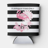 Black & White Stripe Flamingo Verjaardagsfeest Blikjeskoeler (Voorkant)