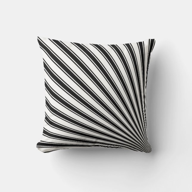 Black White Stripe Funky Pattern Kussen (Voorkant)