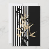 Black White Stripe Gold Bamboo leaf Birthday Kaart (Achterkant)