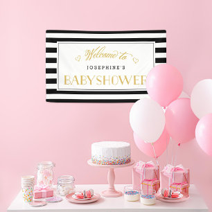 Black White Stripe Gold Mam BABY SHOWER Spandoek