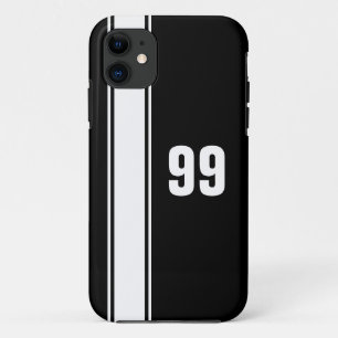 Black & White Stripe Jersey Genummerde iPhone Case