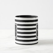 Black White Stripe Monogram Mok (Midden)