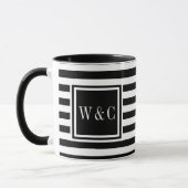 Black White Stripe Monogram Mok (Links)