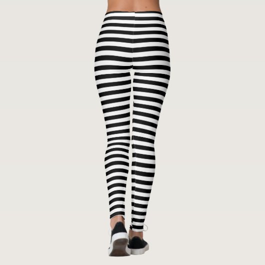 Black White Stripe Pattern-Leggings Leggings (Achterkant)