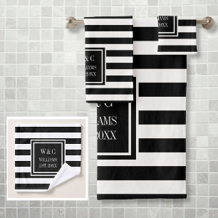 Black White Stripe Personalized Monogram