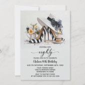 Black White Striped High Heel Shoes 80th Birthday Kaart (Voorkant)