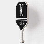 Black & White Striped Monogram Name Pickleball Paddle (Links)