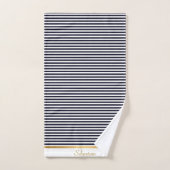 BLACK WHITE STRIPED PATTERN TRIM TOWEL SET BAD HANDDOEK (Handdoek)