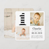 Black & White Stripes 1er anniversaire Cartes phot (Devant / Derrière)