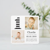 Black & White Stripes 1er anniversaire Cartes phot (Debout devant)