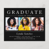 Black White Stripes 3 Photo Graduation Invitations (Voorkant)