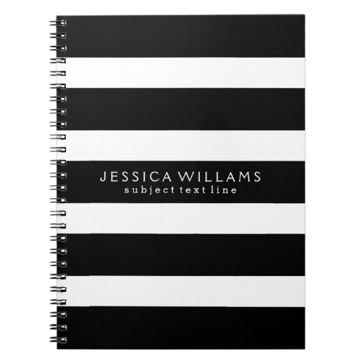 Black & White Stripes - Aangepast Notitieboek voor (Voorkant)