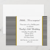 Black White Stripes Adult Birthday Invitation Kaart (Voorkant / Achterkant)