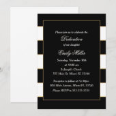 Black White Stripes Dedication Invitation Kaart (Voorkant / Achterkant)
