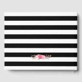Black White Stripes Floral Mariage Livre d'or (Verso)