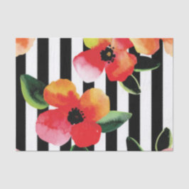 Black White Stripes Flowers Pattern Print Design Tissuepapier