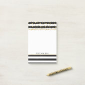 Black White Stripes Gold Confetti Post-it® Notes (Op bureau)