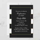 Black White Stripes Gold Confirmation Invitation (Devant)