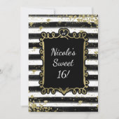 Black & White Stripes Gold Flakes Invitation de la (Devant)
