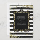 Black & White Stripes Gold Flakes Invitation de la (Dos)