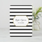 Black White Stripes Gold Wedding Invitations (Debout devant)