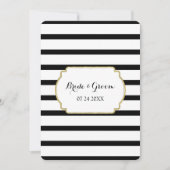 Black White Stripes Gold Wedding Invitations (Devant)