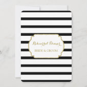Black White Stripes Gouden repetitie Dinner Party Kaart (Voorkant)