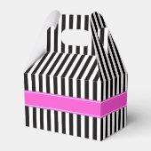 Black White Stripes, hot-roze Quatrefoil monogram Bedankdoosjes (Achterkant)