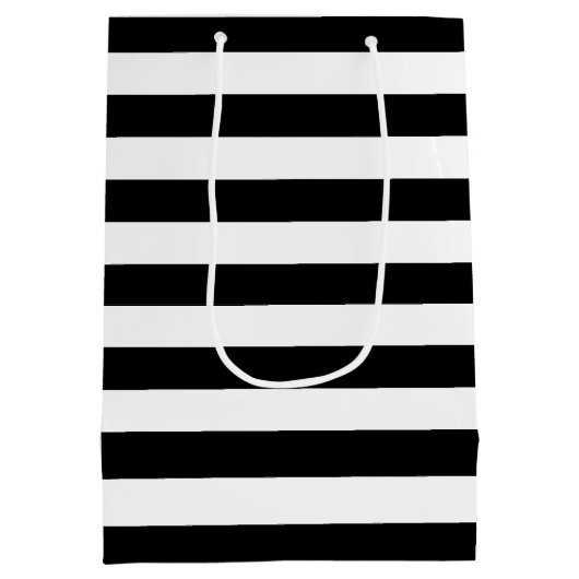 Black White Stripes Pattern {kies uw kleur} Medium Cadeauzakje (Achterkant)