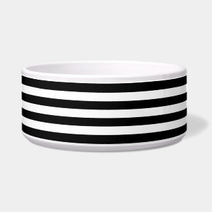 Black White Stripes Pattern {kies uw kleur} Voerbakje
