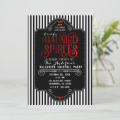 Black White Stripes Red Haunted Spirits Cocktail Kaart (Staand voorkant)