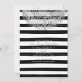 Black & White Stripes & Silver Circle Uitnodiginge Kaart (Voorkant)