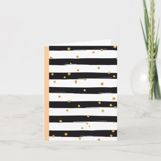 Black White Stripes with Gold Confetti Pattern Kaart (Voorkant)