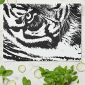 Black White Sumatran Borneo Tiger Eye Artwork Theedoek (Gevouwen)