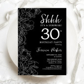 Black White Surprise 30th Birthday Kaart