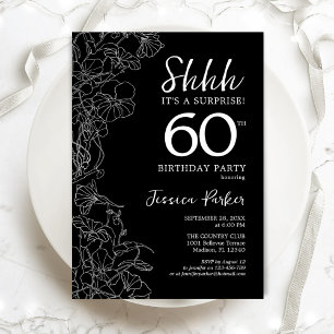 Black White Surprise 60th Birthday Kaart