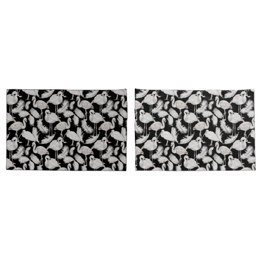 Black White Swan Feathers Pattern Elegant Kussensloop (Achterkant-Set)