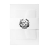 Black & White Swan Wedding Belly Band | Monogram Uitnodigingen Wikkel (Voorkant Voorbeeld)