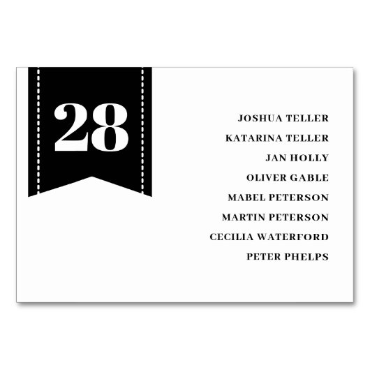 Black White Table Plan Kaart (Achterkant)