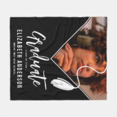 Black White Tassel Pet Foto Afstuderen Fleece Deken (Voorkant (Horizontaal))