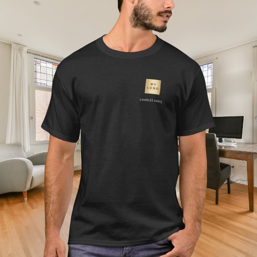 Black white team name logo business t-shirt