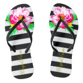 Black&White Teenslippers Waterverf Peony Carpe Die (Voetbed)