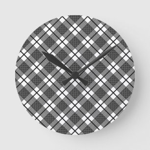 Black White Thin Glen Pset Pattern Ronde Klok