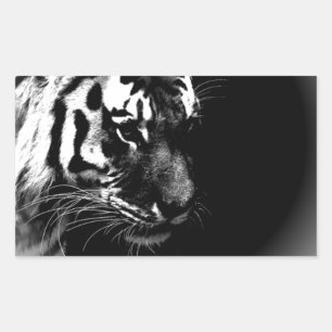 Black White Tiger Art Foto Rechthoekige Sticker