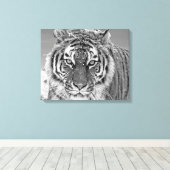 Black White Tiger Winter Photo Snow Mountain Canvas Afdruk (Insitu (Houten vloer))