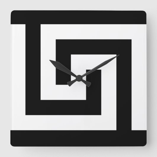 Black White Timeless Greek Key Modern Vierkante Klok (Voorkant)