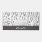 Black White Toile Floral Custom Name (Clavier et souris)